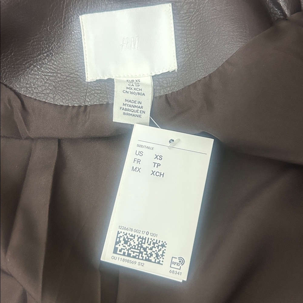 NWT (size XS) H&M Brown Leather Jacket - Picture 9 of 10